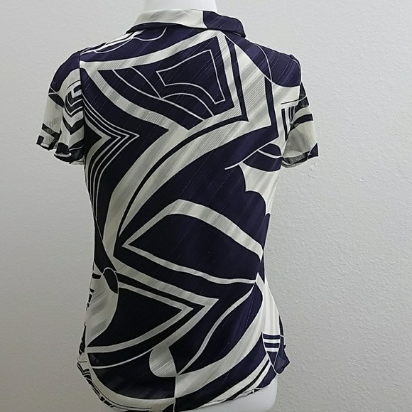 Lauren M. Petites Mod Print Chiffon Top T59 - Picture 3 of 5